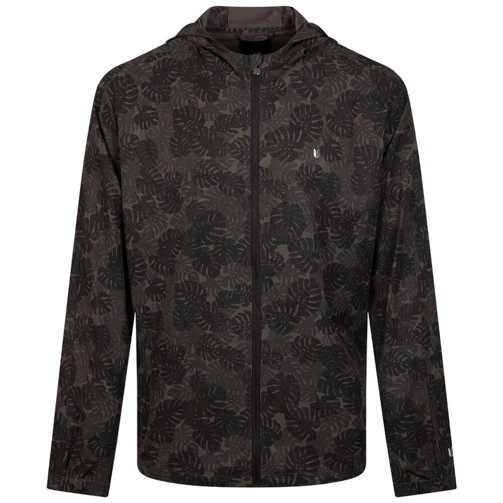 Linksoul Solana Printed Hooded Full Zip Windbreaker Black Monstera Medium